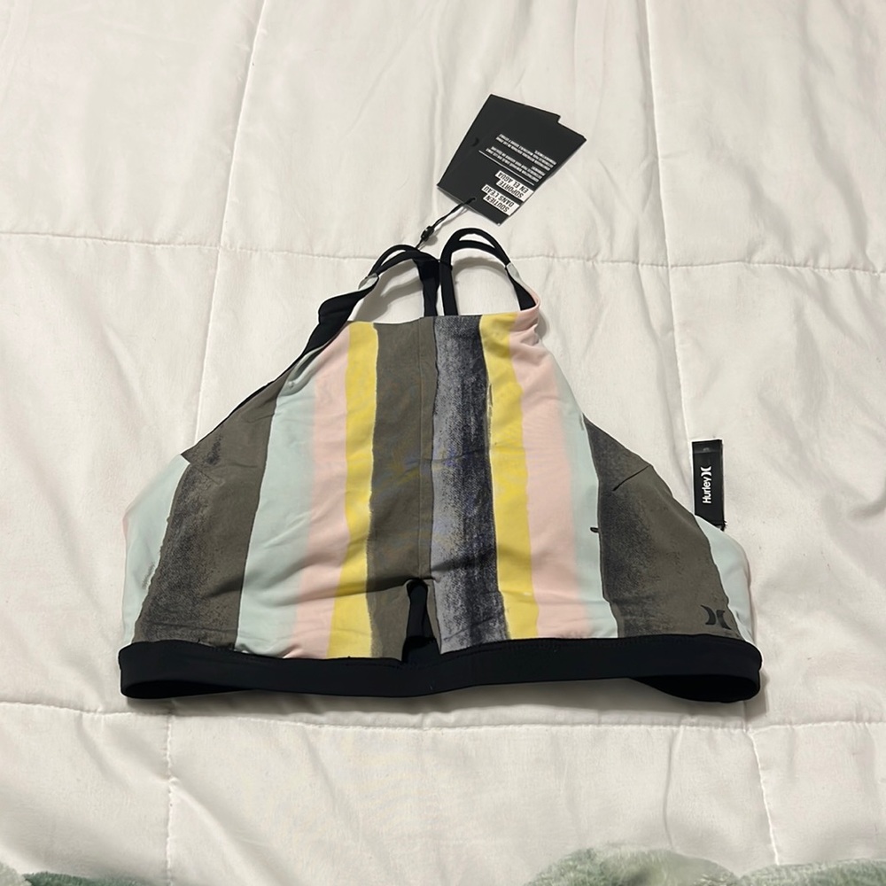 Striped high neck Hurley top with taps small